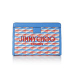 AVENUE POUCH – DIAMOND PRINTED WOVEN FABRIC WJIMMY CHOO LOGO WSMOOTH CALF LEATHER – SKY MIX