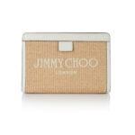 AVENUE POUCH – RAFFIA WJIMMY CHOO LOGO EMBROIDERY WSMOOTH CALF LEATHER – NATURAL LATTE