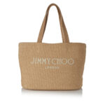 BEACH TOTE EW – RAFFIA WJIMMY CHOO LOGO – NATURAL LATTE